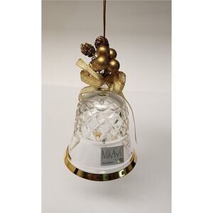 MIKASA 1990s Vintage Clear Crystal Christmas 4" Bell Ornament